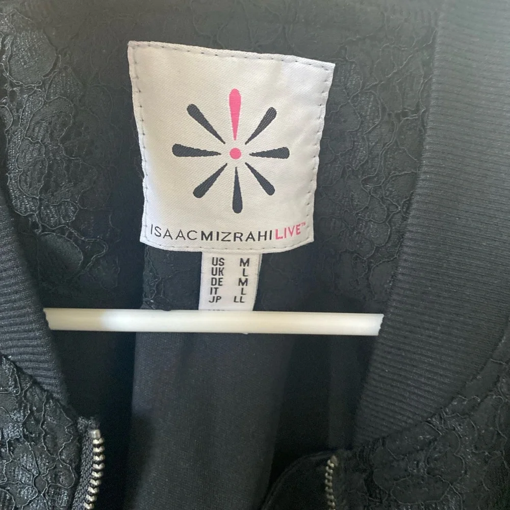 Isaac Mizrahi Black Lace Bomber Jacket - Picture 6 of 8